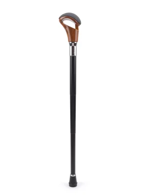 Canne de marche acier cuir luxe élégante 94cm - Vue 1 - Canne de marche
