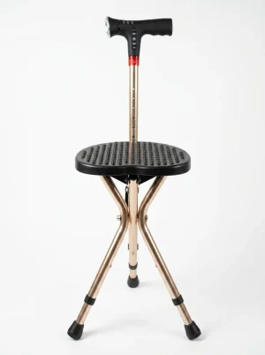 Canne de marche assise intégrée aluminium ajustable - Vue 1 - Canne de marche